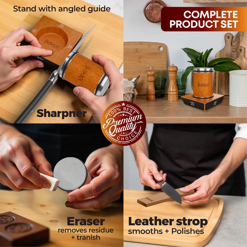 UTOPIOX Rolling Knife Sharpener Kit – 4 Angles (15°,18°,20°,22°) –