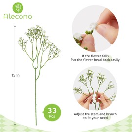 Alecono Babys Breath Artificial Flowers 𝟯𝟯𝗣𝗰𝘀, White Artificial Babys Breath Bulk for DIY Floral Bouquets for Wedding, Fake Babys Breath Real Touch Flowers for Home Decorations