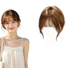 Small Face Effect Part Wig, Women's, Hair Enhancement Patch, Gray Hides Thinning Hair, Natural, Volume Up One Touch, Bangs Top, French Bangs, Hairpiece (Light Brown)