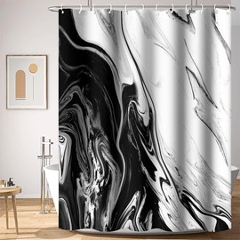 Umpoo Abstract Ink Painting Shower Curtain Black and White Modern Stylish Bathtub Shower Curtain for Bathroom Decor Waterproof Texture Washable Fabric Shower Curtain, 65x72 Inch