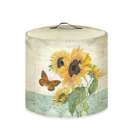 Hinthetall Sunflower Butterfly Cooker Covers Kitchen Appliances Dust Cover Round Air Fryer Cover Protective Cover Bag with Pocket and Handle Washable Rice Cooker Dust Cover