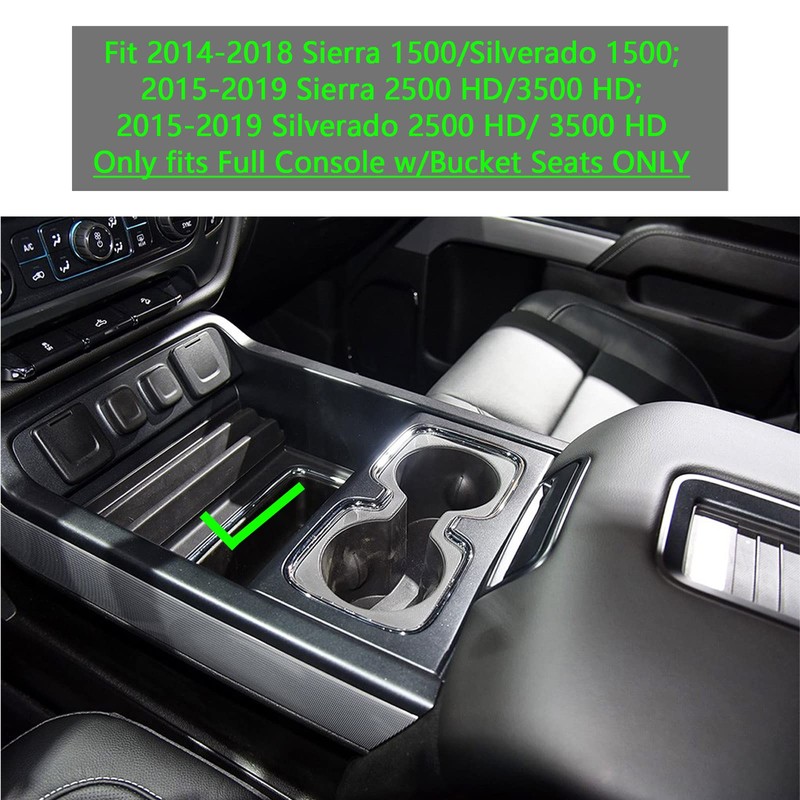 TACOBRO Full Center Console Organizer Compatible with 2014-2018 Sierra 1500