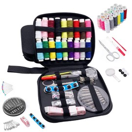 SensaBliss Sewing Set, Sewing Tool, Sewing Set, 18 Colors, Sewing Practice, Garment Repair, Embroidery/Craft Set, Beginners, Travel, Home, School, Adults, Unisex, 85 Pieces, Includes Black Storage Bag