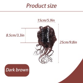 SSyang Haarteile Dutt mit Klammer, Haarteile Echthaar, Haarteil, Dutt Haarteil, Pferdeschwanz Verlängerung Klaue Clip Lockig, Gummiband Klammer, für Damen (Dunkelbraun)