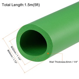 MECCANIXITY Foam Grip Tubing Handle Grips 1 1/4"(32mm) ID 1/4"(6mm) Wall Thick 5ft Green Non-slip for Fitness, Tools Handle Support