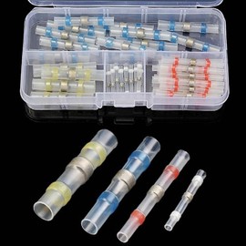 50 PCS Solder Seal Wire Connectors, Waterproof Heat Shrink Tubing Set Electrical Shrink Wrap Sleeves for Fixing and Protecting Cable