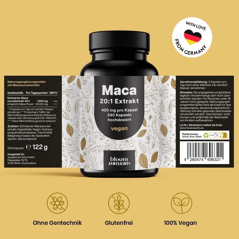 Maca Capsules High Dose - 240 Capsules - Maca 20:1