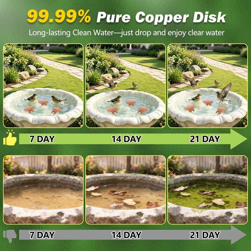Bird Bath Copper Disk, 3Pcs 99.99% Pure Copper Bird Bath