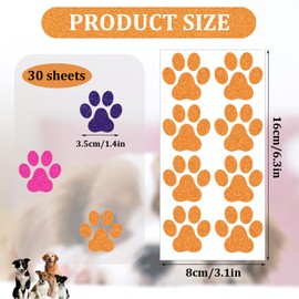 30 Sheets 240pcs Paw Print Tattoos Temporary, 3 Colors Dog Paw Glitter Tattoo Stickers Temporary Tattoos Dog Paw Body Tattoos for Women Girls Adults Face Body Accessories(Dog Paw Style)