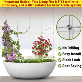 Acemaker 20pcs 1/8" Cable Cross Clamps, T316 Stainless Steel Cross Cable Clamps for 3mm Wire Rope or Rod Fittings, No Drilling Clips for Wire Trellis Kits (Invisible)
