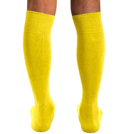 COUVER Adult Unisex Knee High Sports Athletic Baseball Softball Socks, BRIGHT YELLOW, Large
