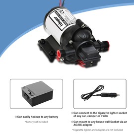 Exhoper RV Water Pump, 12V DC Water Pressure Pump with Pressure Switch, Self Priming Diaphragm 4.0 GPM 45 PSI, for RV Marine Yacht Lawn Garden