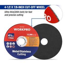 WORKPRO 10-Pack Cut-Off Wheels, 4-1/2 x 7/8-inch Metal&Stainless Steel Cutting Wheel, Thin Metal Cutting Disc for Angle Grinder