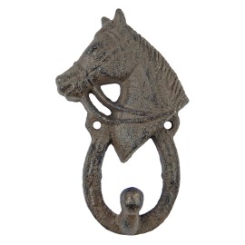 Unbranded Cast Iron Horsehead Horseshoe Wall Hook Key Towel Coat Hanger Rustic Western
