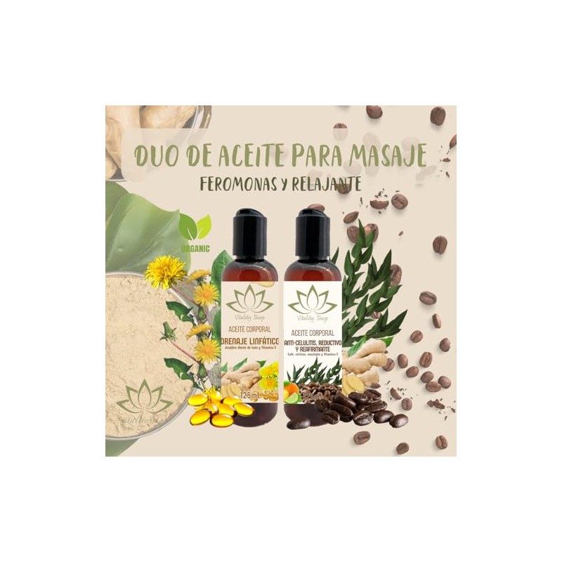 Dúo De Aceites Orgánicos Para Masaje Corporal Con Vitamina E