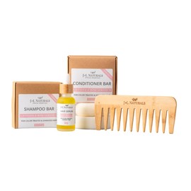 J&L Naturals Essentials Hair Care Kit | For Color Treated/Damaged Hair | Vegan, Cruelty-Free, Sustainable, Sulphate-Free | Made in US | Woman + Family Owned (Strength (Lavender & Rose), 4-Piece Set)