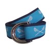 Carolina Blue Lacrosse Ribbon D-Ring Belt Brass D-Ring 34 Light