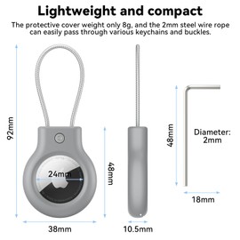 Secure AirTag Holder with Metal Wire Cable for Luggage, IPX8 Waterproof Hard Shell Air Tag Case with Allen Key Locking System for Travel Suitcase, Pet, Anti-Lost and Scratch-Resistant (Grey)