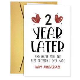 RUGBOL Jubiläumskarte, Hochzeitstagskarte, Glückwunschkarte zum Jubiläum, Jubiläumskarte für Paare, Freundin, Freund, Ehefrau, Ehemann (2 Jahre)