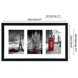 Fixwal 8x14 Collage Picture Frame with Three Openings for Displaying 4x6 Pictures, 4x6 Picture Frame Collage, Gallery Wall Frame, Multi Picture Frames for Wall Decor