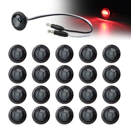 Ledvillage 20 Pcs 3/4 Inch Mini Round Smoked Lens Red LED Button Side Marker Lights 3 LED with Connector Plugs for Trailer Truck Lorry SUV ATV RV Bus Clearance Signal Lamps 12V DC