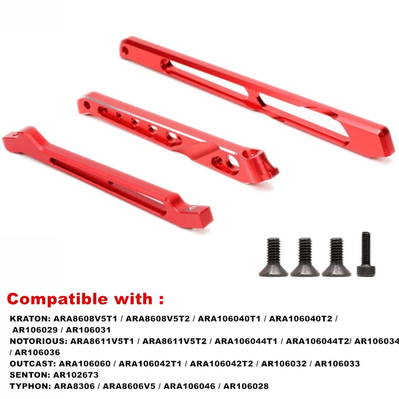 Aluminum Front Rear Chassis Brace Set Upgrades Part for ARRMA