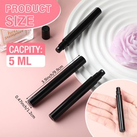 Tanlade 300 Pcs 5ml Mini Spray Bottles Clear Glass Perfume Atomizer Sprayer Bottles Portable Perfume Travel Refillable Bottle for Travel Pocket Dispenser Container (Black)