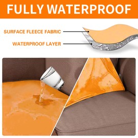 HewTLES Waterproof Sofa Cover. Highly Elastic T-Shaped Sofa Cushion Cover - Soft Velvet Cushion Cover - Living Room Armchair Cover T-Shaped Sofa Cushion slipcover seat Cover - 3 Pieces (Orange)