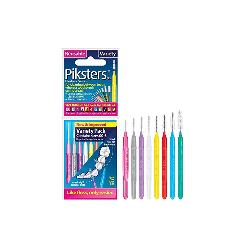 PIKSTERS - for cleaning between teeth-All Size - 8Pk (Variety