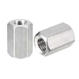 sourcing map M8 x 1.25-Pitch 20mm Length Coupling Nuts, 6pcs 304 Stainless Steel Metric Hex Rod Coupling Nuts