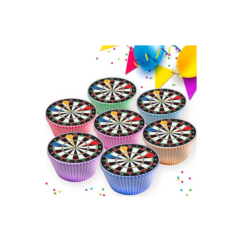 24 x PRE CUT DARTS DARTBOARD ARROWS EDIBLE WAFER CARD