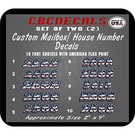 cbcdecals - American Flag Custom House or Mailbox numbers Numbers Set of two 2 x 9