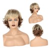 FOMIYES Gradient Rose Wig Curly Bangs Short Length Natural Looking