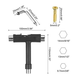 PATIKIL All-in-One Skate Tool with 8 Skateboard Hardware Screw Bolts, Multi-Function Portable Skateboard Tool T Wrench with L-Type Cross Head Screwdriver for Roller Skate, Dark Blue