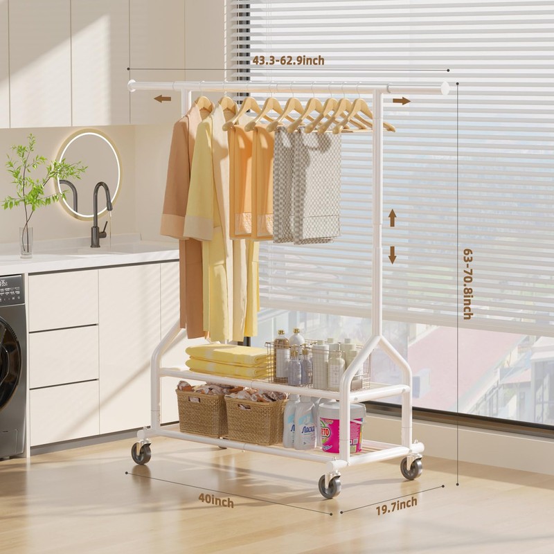 EAGMAK Heavy Duty Clothes Rack Load 556 LBS, Rolling Clothing