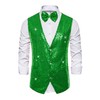 Lars Amadeus Men's Green Sequin Waistcoat Shiny Sleeveless Party Prom
