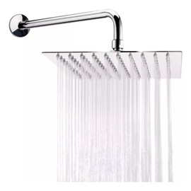Regadera Cuadrada Tipo Lluvia 20x20 cm Acero Inoxidable – Cabezal de Ducha de Lujo con Brazo de 30 cm – 81 Salidas de Agua – Acabado Plateado