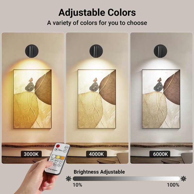 TaoFiaCo Spotlights Indoor, Wireless Uplighting Indoor with Remote Dimmable, Rechargeable