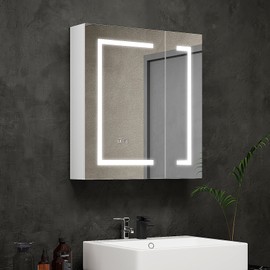 Mepplzian LED Bathroom Cabinet Mirror Smart Wall Defogging Vanity Storage with LED Lights