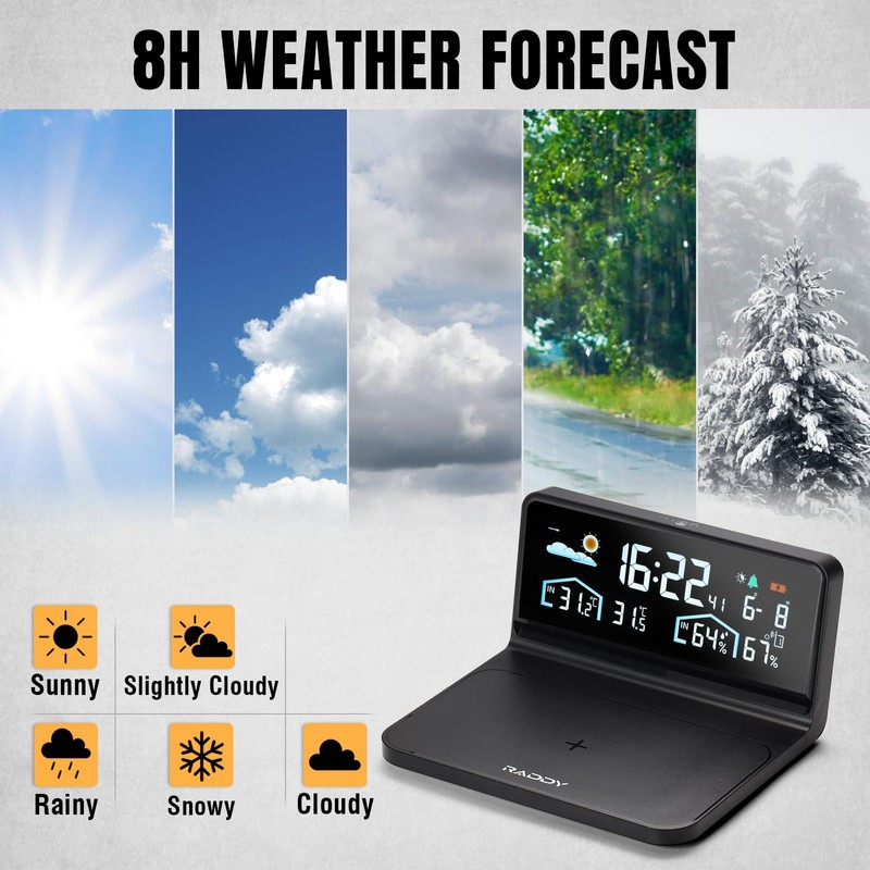 Raddy DT5-W Wireless Weather Station with Outdoor Sensor, Thermometer with