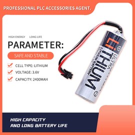 DSONE 2PCS ER6V3.6V ER6VC119A ER6VC119B 2400mah Battery Compatible with PLC Battery M70 PLC, Black,silver (ER6VC119A,ER6V3.6V)