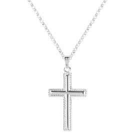 Dear To Me Sterling Silver Medium Beaded Edge Cross