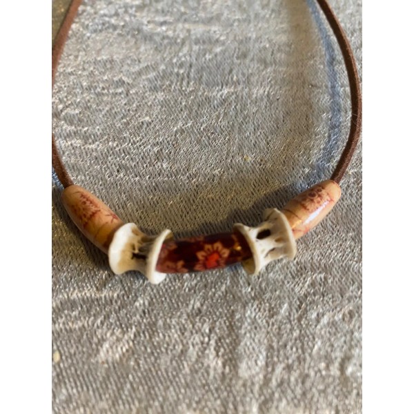 Fish bone from Lake Mead and bead necklace Oddities Weird