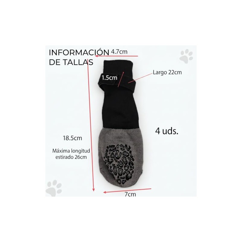 Zapatos para Perro 2 Pares, Calcetines Antideslizantes con Correas Ajustables,