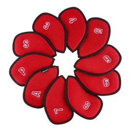Andux Golf Club Head Covers for Irons Mesh Double Numbered Iron Covers with Embroidered Numbers 10pcs/set MT/S14(Red)