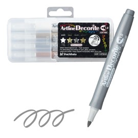 Shachihata EDF-1/4PSH2 Art Line Pen, Decorite, Set of 4 Colors, 2, Round, 0.04 inches (1.0 mm)