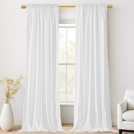 StangH Bleach White Curtains 90 inches Long, Super Soft Velvet Window Drapes for Living Room, Luxury Holiday Decor for Dining/Bedroom/Sliding Door, W52 x L90, 2 Panels
