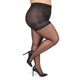 MeMoi All Day Plus Size Curvy Sheer Control Top Pantyhose Jet Black 3X/4X