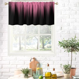 AAtter Pink and Black Kitchen Valance Curtain for Window Ombre Abstract Girly Modern Art Fun Small Short Home Living Room Bedroom Bathroom Drapes Fabric 1 Panel, 52" W x 18" L, Gradient
