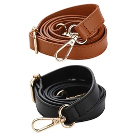2 Pack Women Leather Shoulder Straps Satchel Replacement Straps Adjustable Shoulder Bag Carrying Straps Leather Spaghetti Straps (Black and Brown)
